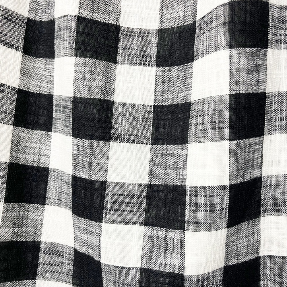 Anthropologie Corey Lynn Calter Off Shoulder‎ Black Gingham Dress XS mini linen - Picture 4 of 11